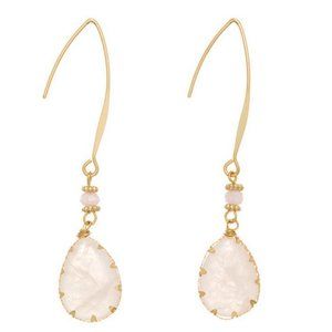 Teardrop shaped Semi Precious Rose Quartz Pale Pink Earrings
